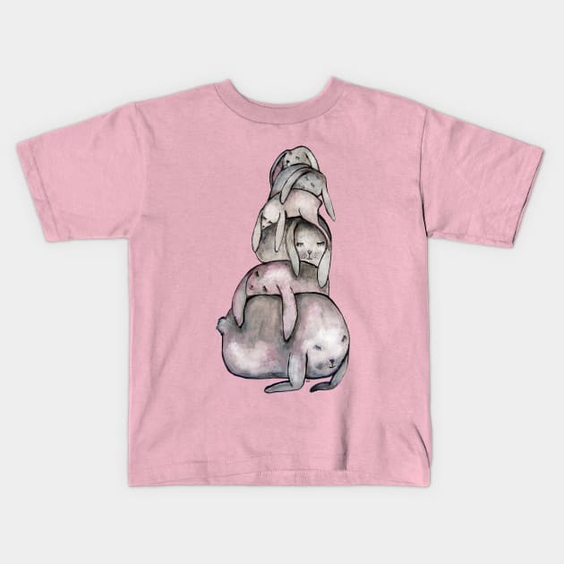 Sleeping Bunnies Pile Kids T-Shirt by msmart